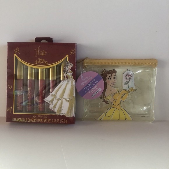 Taste Beauty Disney Belle Set of 5 Flavored Lip Glosses + Belle Flat Pouch - Picture 1 of 8